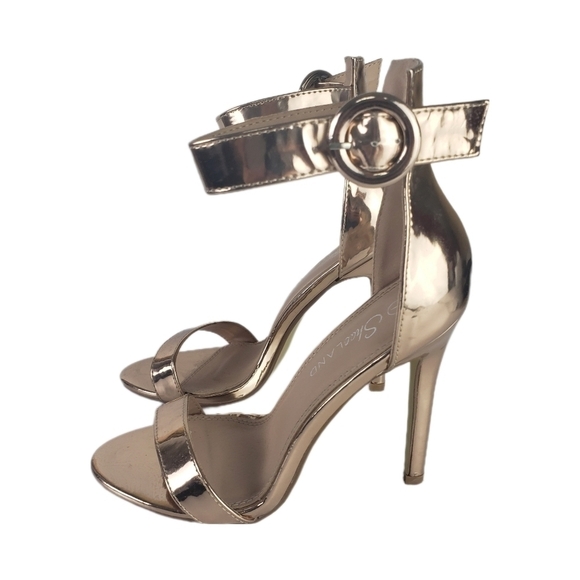 Shaeland Charming Ankle Strap Rounded Buckle Open Toe Stiletto. Rose Gold Sz 7 - Picture 4 of 15